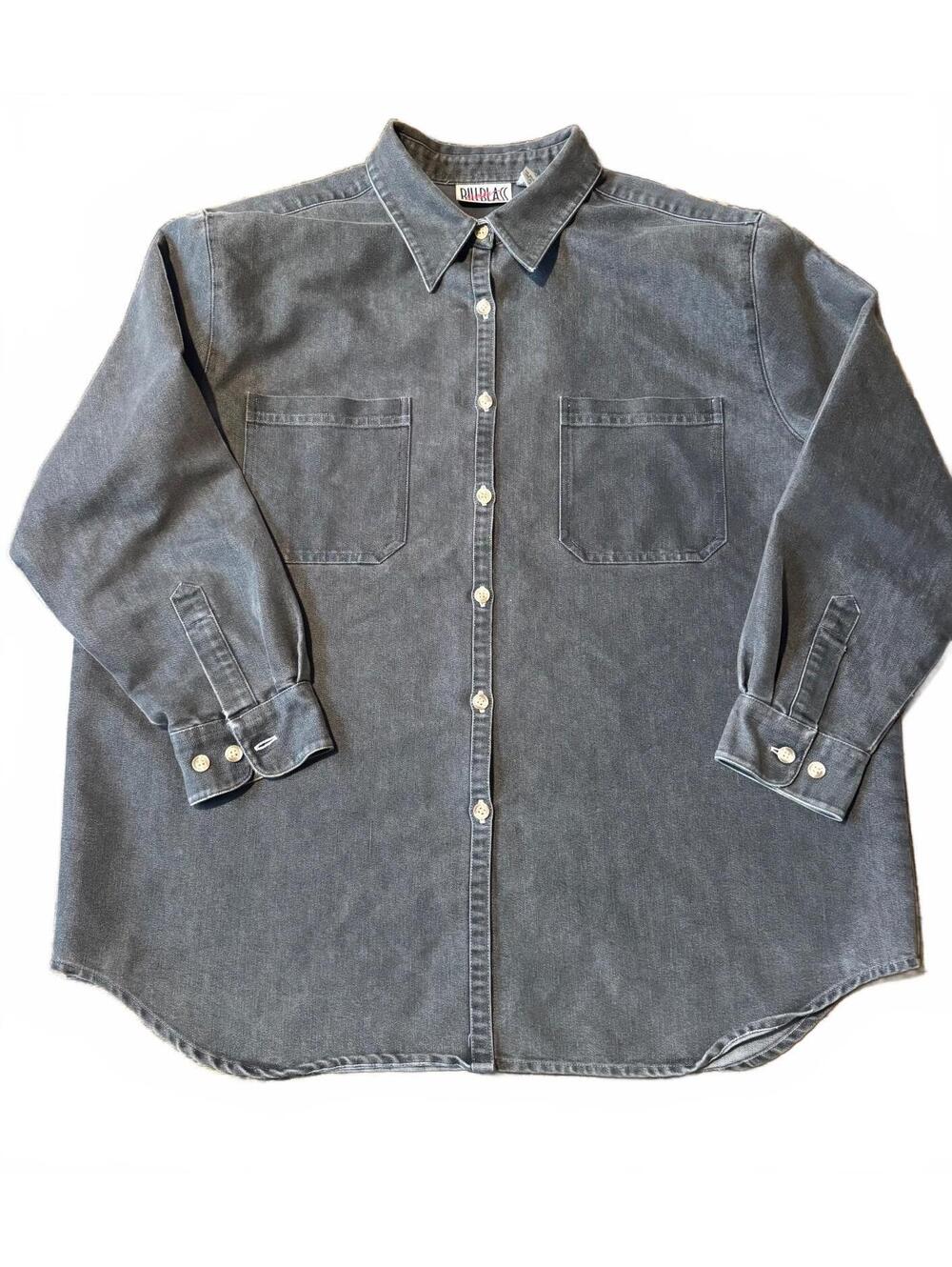 Bill Blass, long sleeve button-up work cotton Denim(0064)
